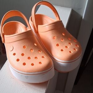 CROCS Orange Platform Sandals